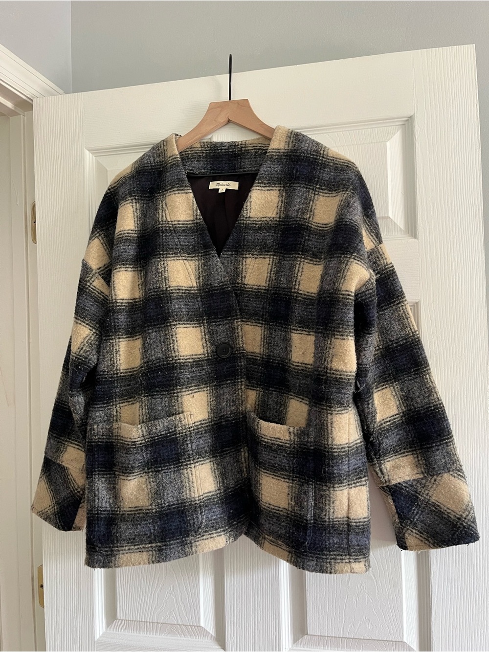 Madewell Brushed Jaquard Wrap Front Cardigan
